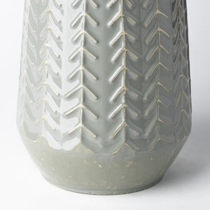 Gemma III Metal Glossy Green/Gray Chevron Vase