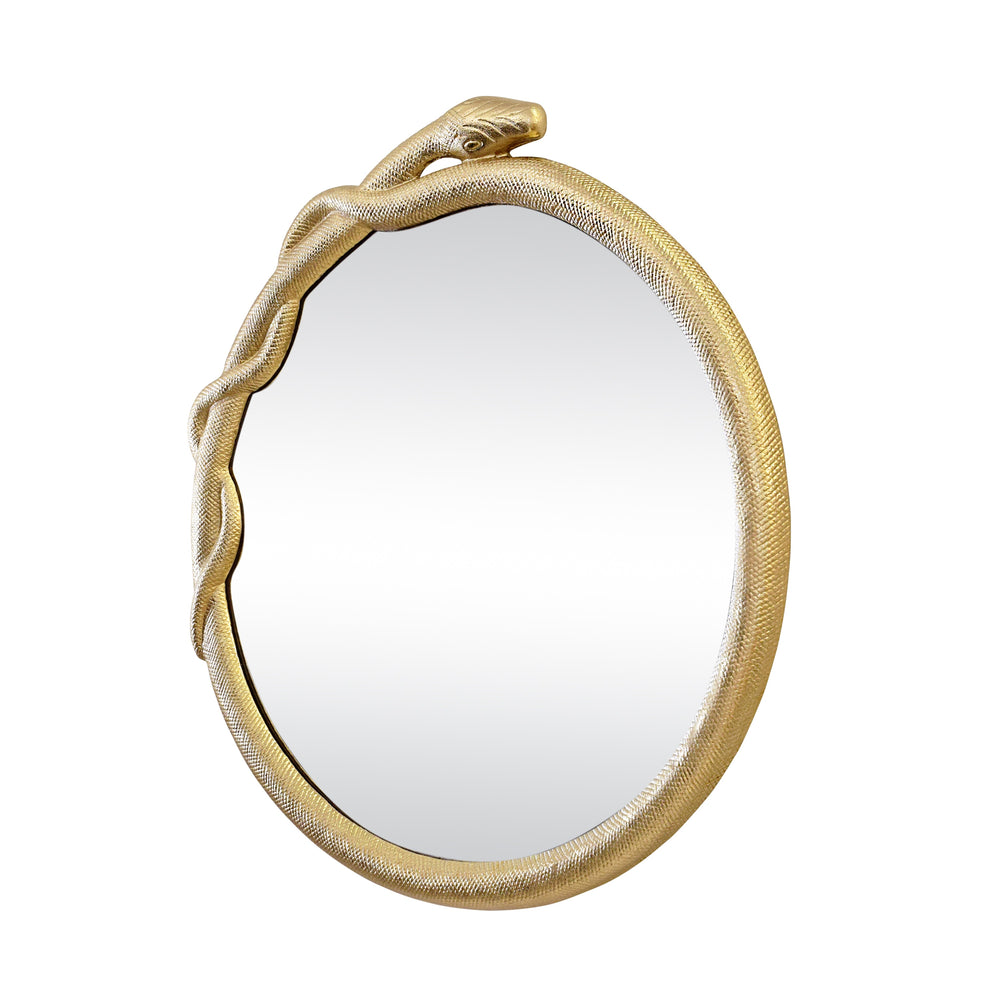 ENTANGLED SNAKE FRAME ROUND MIRROR IN GOLD