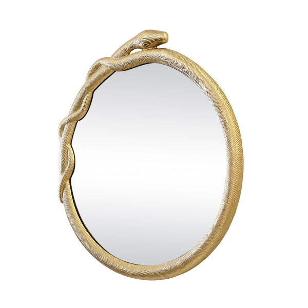 ENTANGLED SNAKE FRAME ROUND MIRROR IN GOLD
