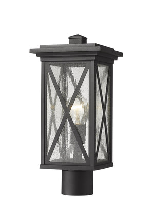 Brookside 1 Light Outdoor Post Mount Fixture in Black Finish