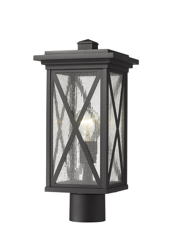 Brookside 1 Light Outdoor Post Mount Fixture in Black Finish