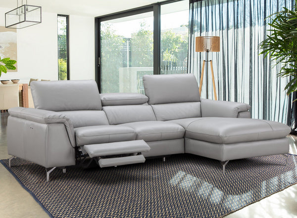 Tate Premium Leather Sectional in Right Hand Facing Chaise