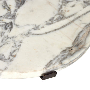 Sophie End Table in Veined White Marble