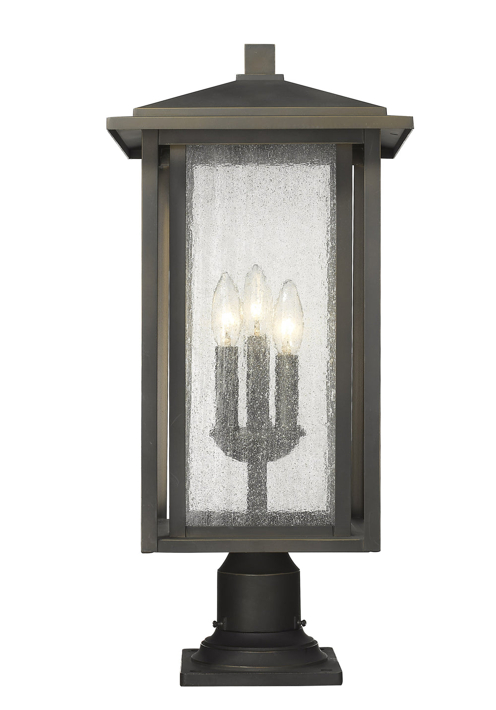 Aspen 3 Light Outdoor Pier Mounted Fixture in Oil Rubbed Bronze Finish
