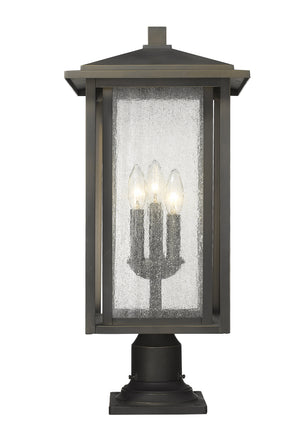 Aspen 3 Light Outdoor Pier Mounted Fixture in Oil Rubbed Bronze Finish