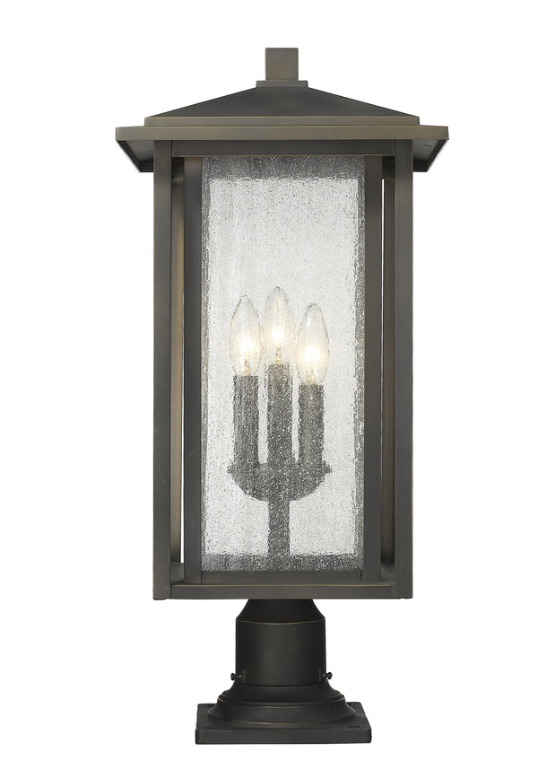 Aspen 3 Light Outdoor Pier Mounted Fixture in Oil Rubbed Bronze Finish
