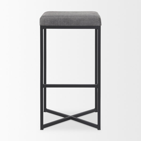 Frodo 16.5L x 16.5W x 29.75H Gray Fabric Seat W/Black Iron Frame Bar Stool
