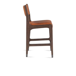 Wayne Leather Counter Stool - Autumn Brown, Ash Wood Frame