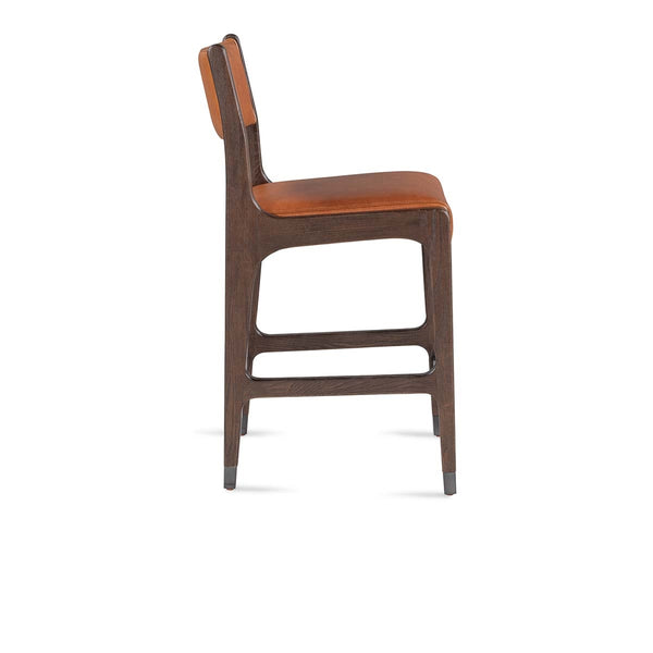 Wayne Leather Counter Stool - Autumn Brown, Ash Wood Frame