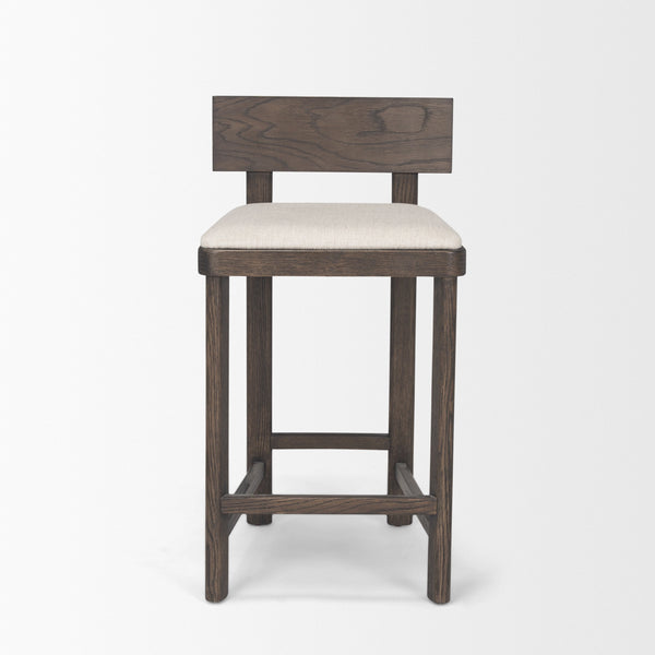 Soren Dark Brown Wood w/ Oatmeal Fabric Counter Stool