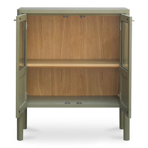 Moe's Hannah Cabinet in Green with Glass Inserts