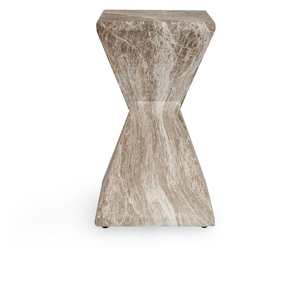 Adler Outdoor Concrete Accent Table in Brown/Ivory