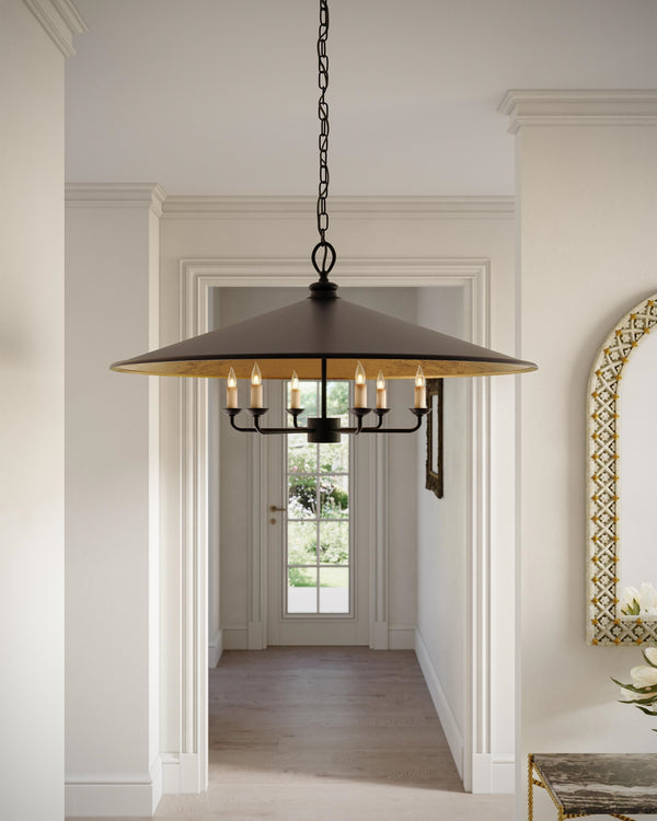 Brussels Chandelier In French Black & Contemporary Gold