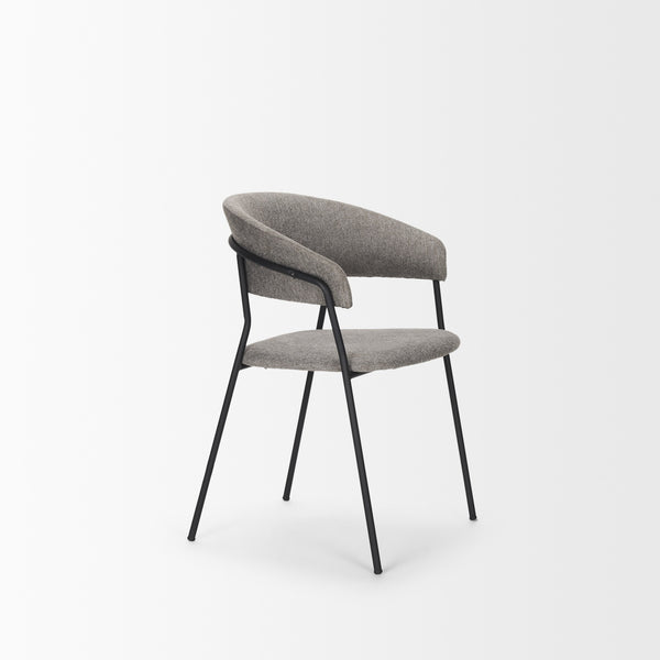 Carolyn Dining Chair w/ Gray Fabric & Matte Black Metal