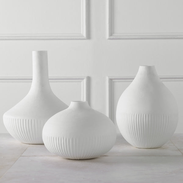 Apothecary Satin White Vases, Set/3