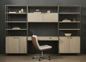 Trey Modular Wall Desk W/ 2 Bookcases - Dove Poplar
