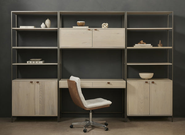 Trey Modular Wall Desk W/ 2 Bookcases - Dove Poplar
