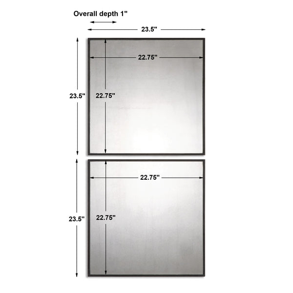 Matty Antiqued Square Mirrors, S/2