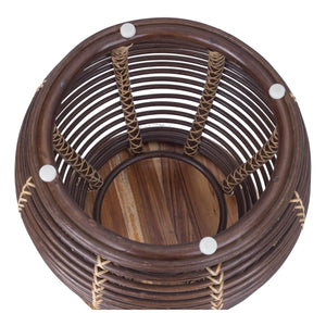 Quito Rattan Side/ End Table w/ Wood Top, Paloma Brown