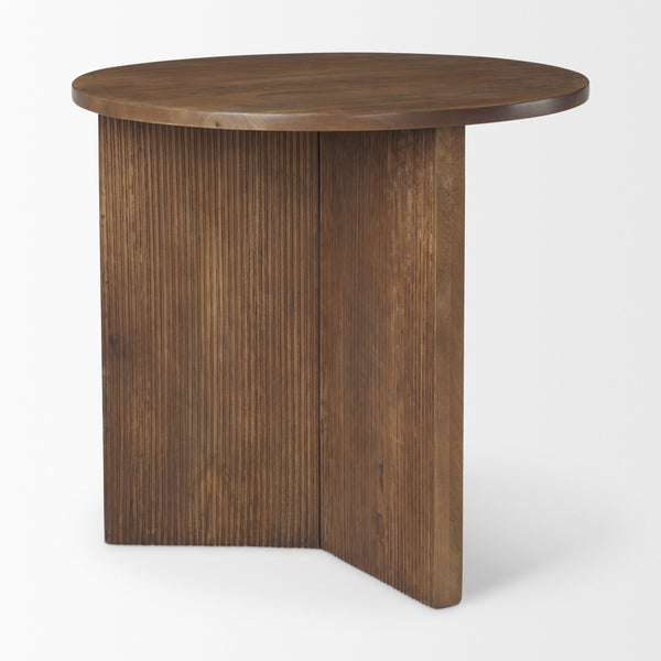 Enzo 32" Round Tabletop w/ Fluted Wood Base Foyer Accent Table