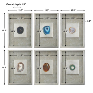 Agate Stone Silver Wall Art S/6