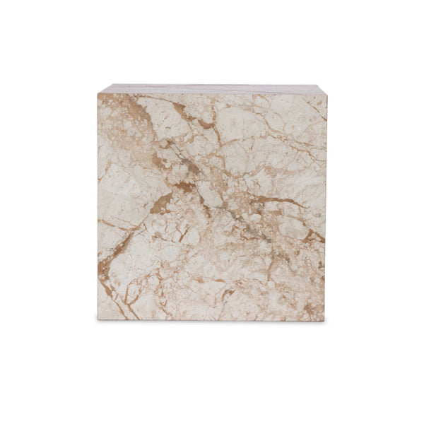 Modern Marble Plinth End Table in Desert Type
