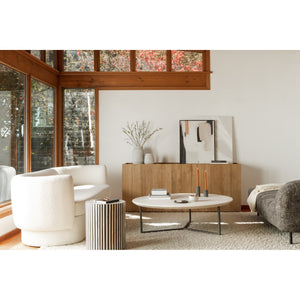Chloe Coffee Table with Marble Top and Iron Legs