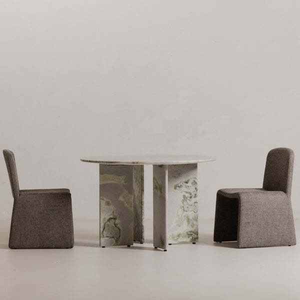 Celia Round Dining Table in Green Onyx Marble