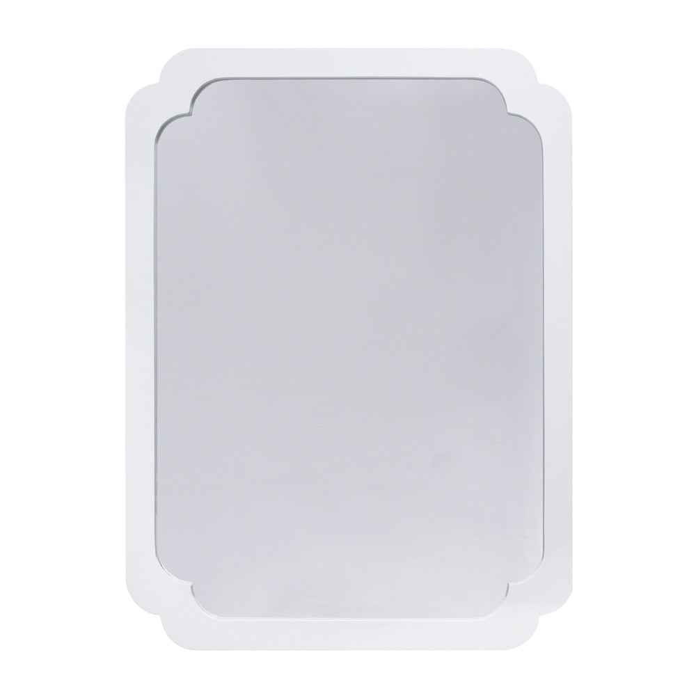 WHITE LACQUER PINCHED CORNER MIRROR