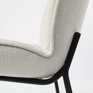 Inala White Fabric Seat Black Metal Frame Dining Chair