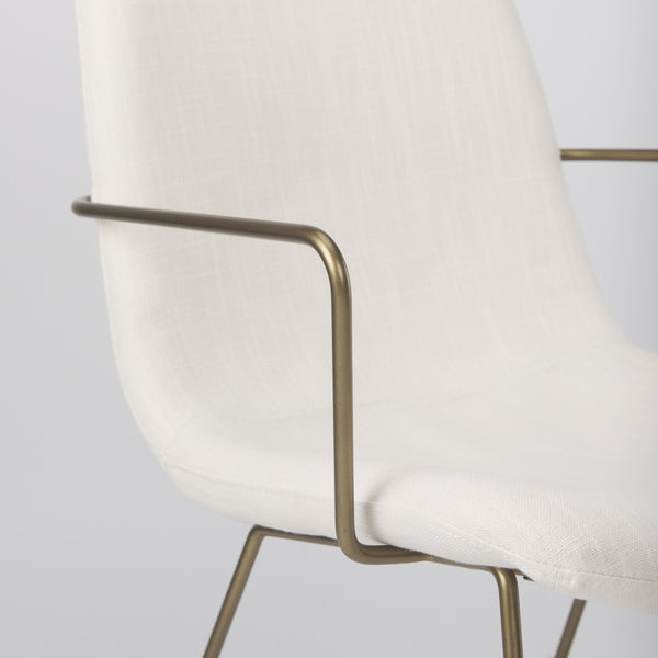 Sawyer Cream Fabric Wrap Gold Metal Frame Dining Chair