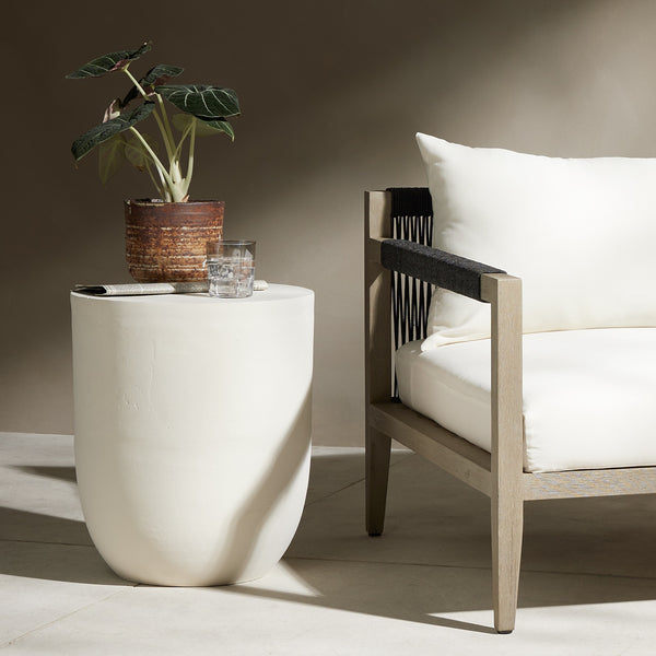 Basil Outdoor Drink Table In Matte White