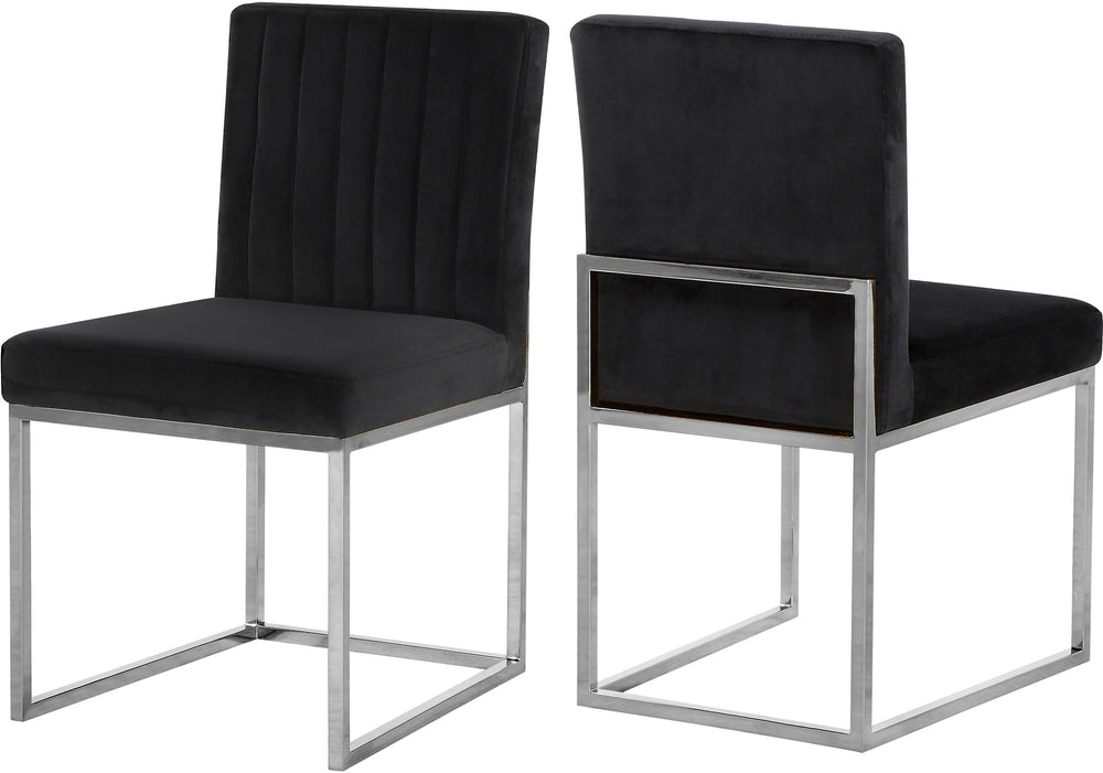 Joanna Dining Chair In Black Velvet and Chrome