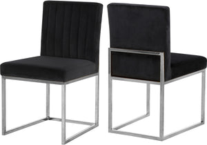Joanna Dining Chair In Black Velvet and Chrome