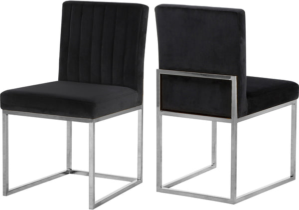 Joanna Dining Chair In Black Velvet and Chrome