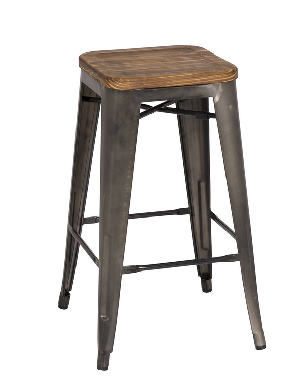 Metropolis Backless Counter Stool Wood Seat In Gunmetal