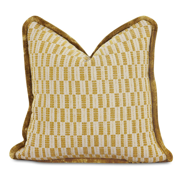 Leone Cushion in Chartreuse with Fringe Trim