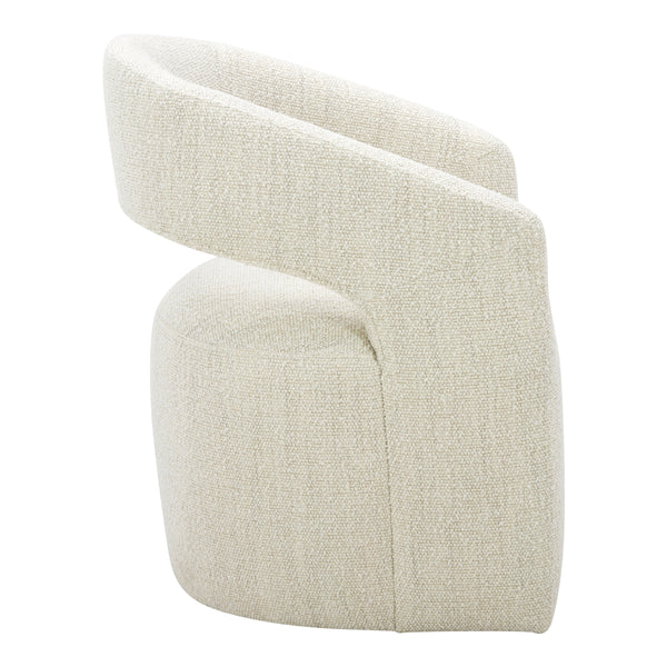 Moe's Barrow Rolling Dining Chair in White Mist