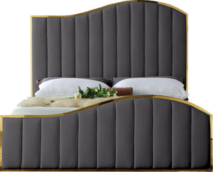 Ethel Queen Bed In Grey Velvet