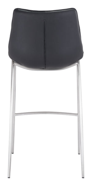 Magnus Barstool (Set of 2) Black & Silver