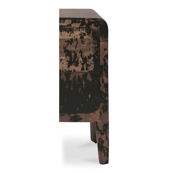 Iris Nightstand in Distressed Black Mango Wood