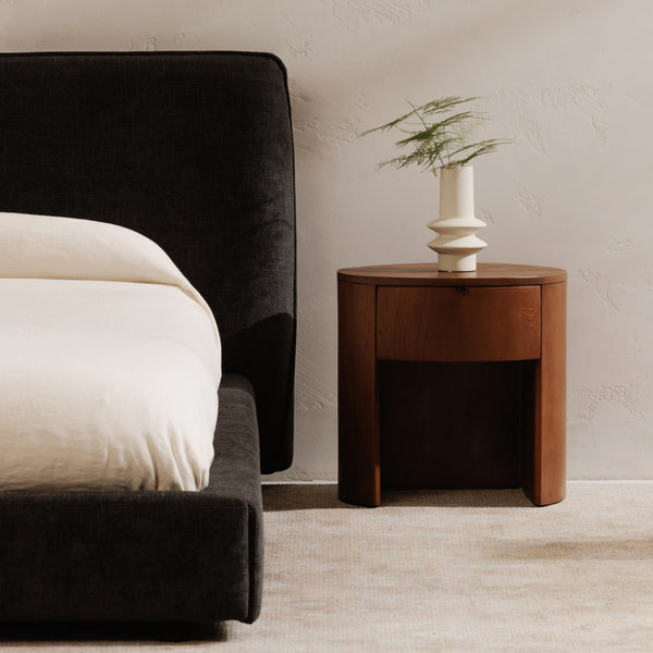 Theo One Drawer Nightstand in Brown Oak