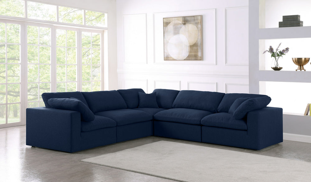 Carmen Cloud Modular Sectional In Navy Linen Fabric