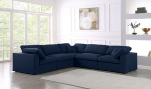 Carmen Cloud Modular Sectional In Navy Linen Fabric