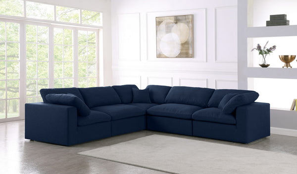 Carmen Cloud Modular Sectional In Navy Linen Fabric