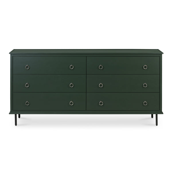Reagan 6 Drawer Dresser in Deep Green