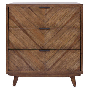Piero Chevron Chest 3 Drawers In Monterey Brown
