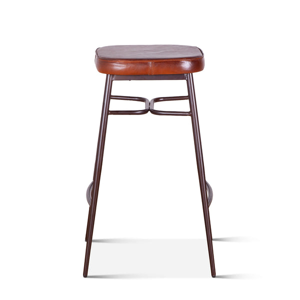 Wellington Backless Leather Bar Stool