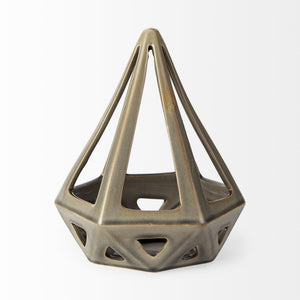 Hood 7.7L x 7.7W x 9.4H Bronze Geometric Ceramic Object