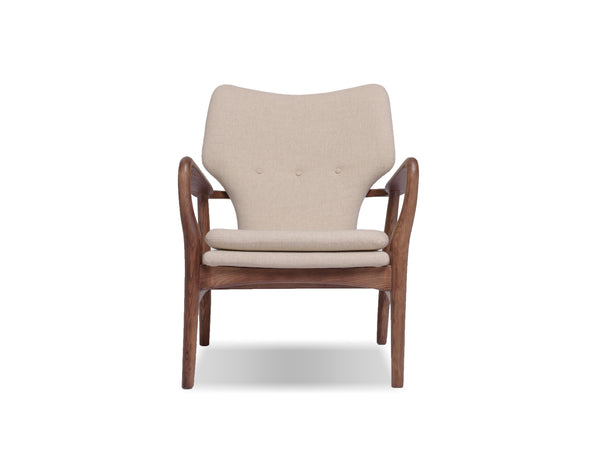 INGRID Occasional Chair in oatmeal tweed ash stained in light